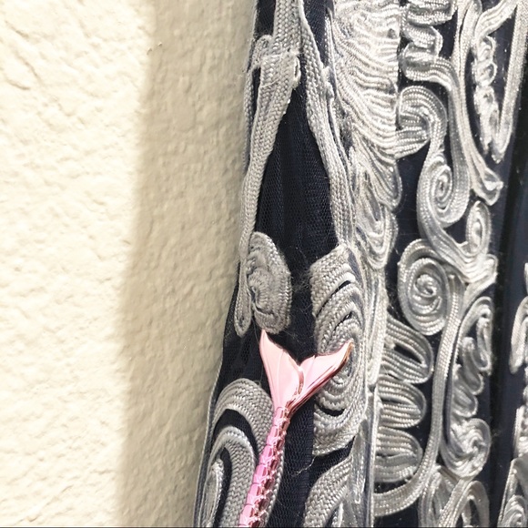 NWOT JS Collections Soutache Midi Dress Navy Sky - Picture 9 of 14